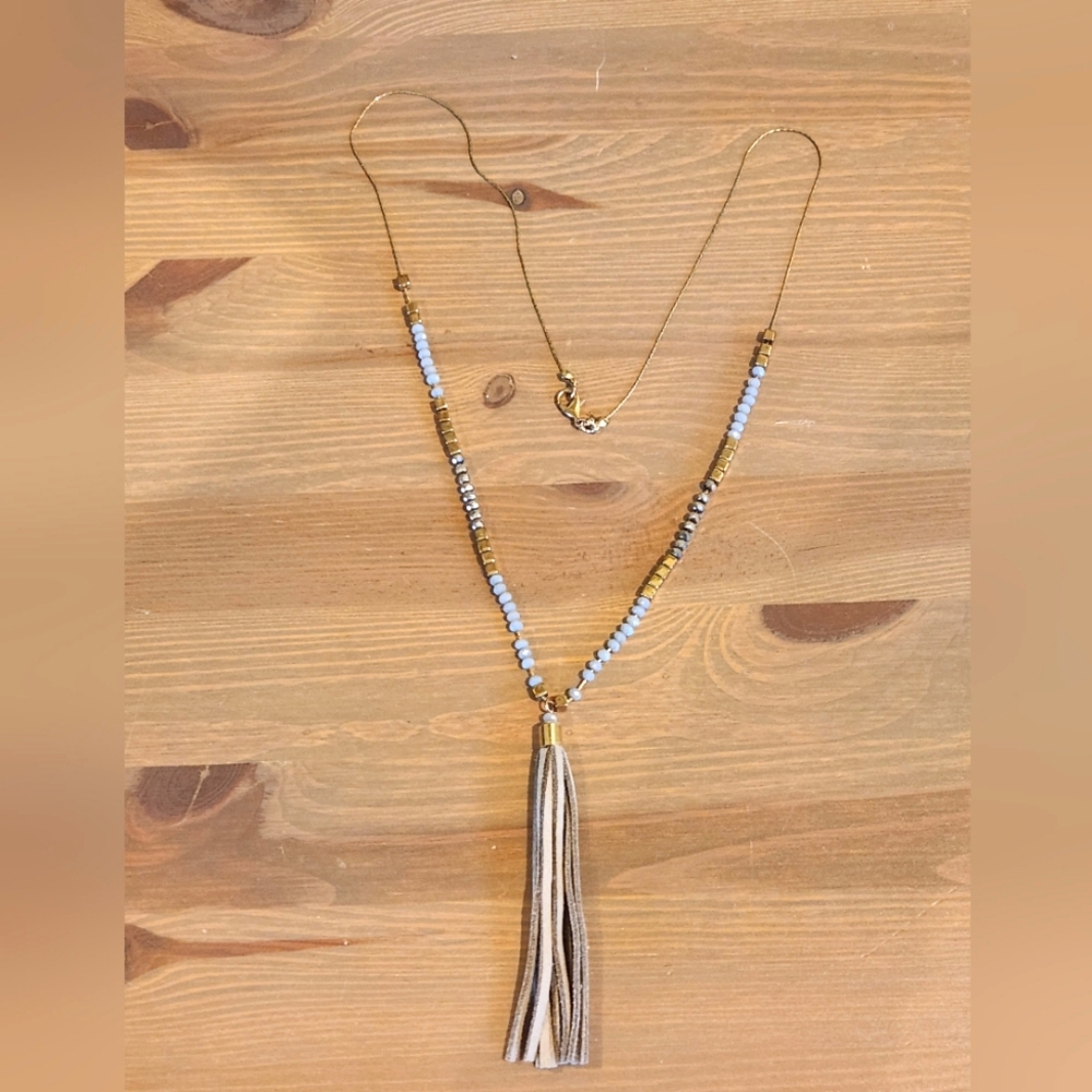 Bead and tassle layering necklace